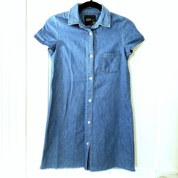 short sleeve denim dress zara